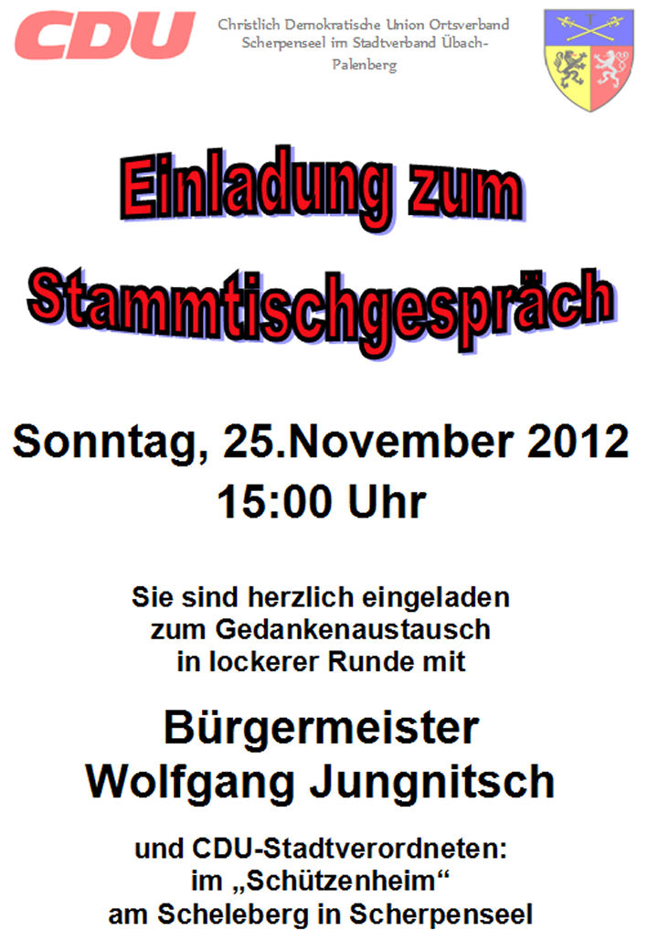 Einladung zum Stammtisch nach Scherpenseel 2012